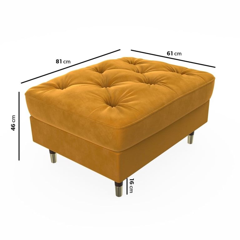 Buttoned Velvet Armchair & Footstool in Mustard - Cole
