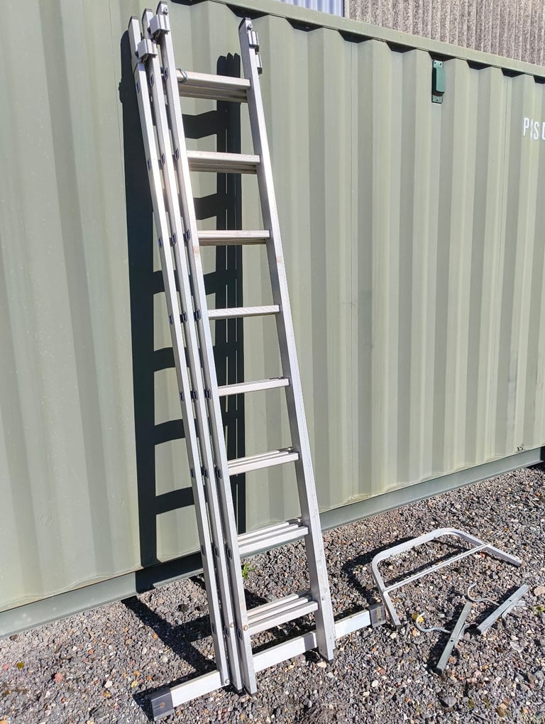 Werner Pro 3 Section Extension Ladder 2.5m - 5.7m + Off Stand + Roof Bar Clamps