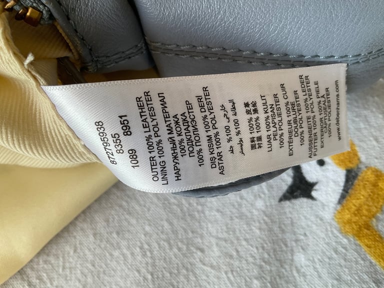 Bailey & Quinn Soft Leather Handbag & Dust-bag, Light Blue Excellent Condition