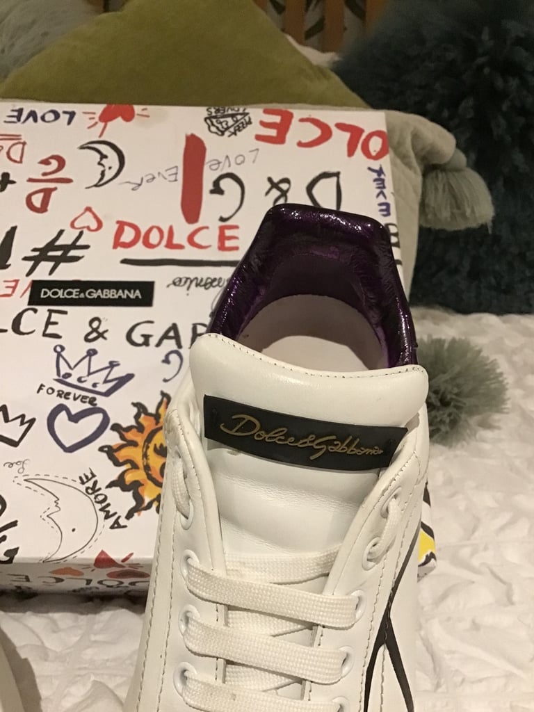 Dolce & Cabanna Woman's White & Purple Training Shoes - Size 4
