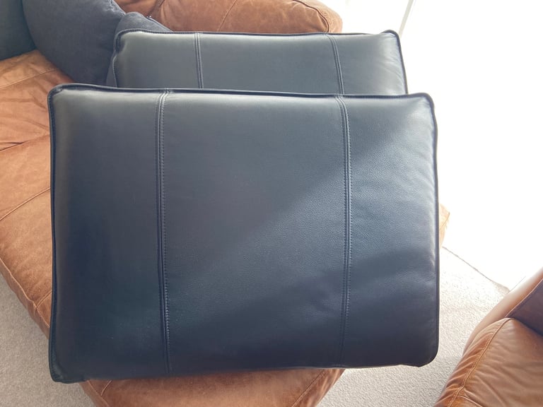 2 firm decorative leather pillows.