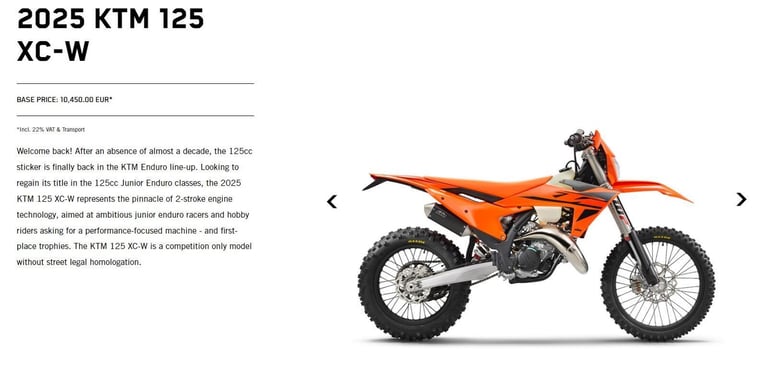 image for 2025 KTM 125 XC-W Limited  ED Motorcycle 