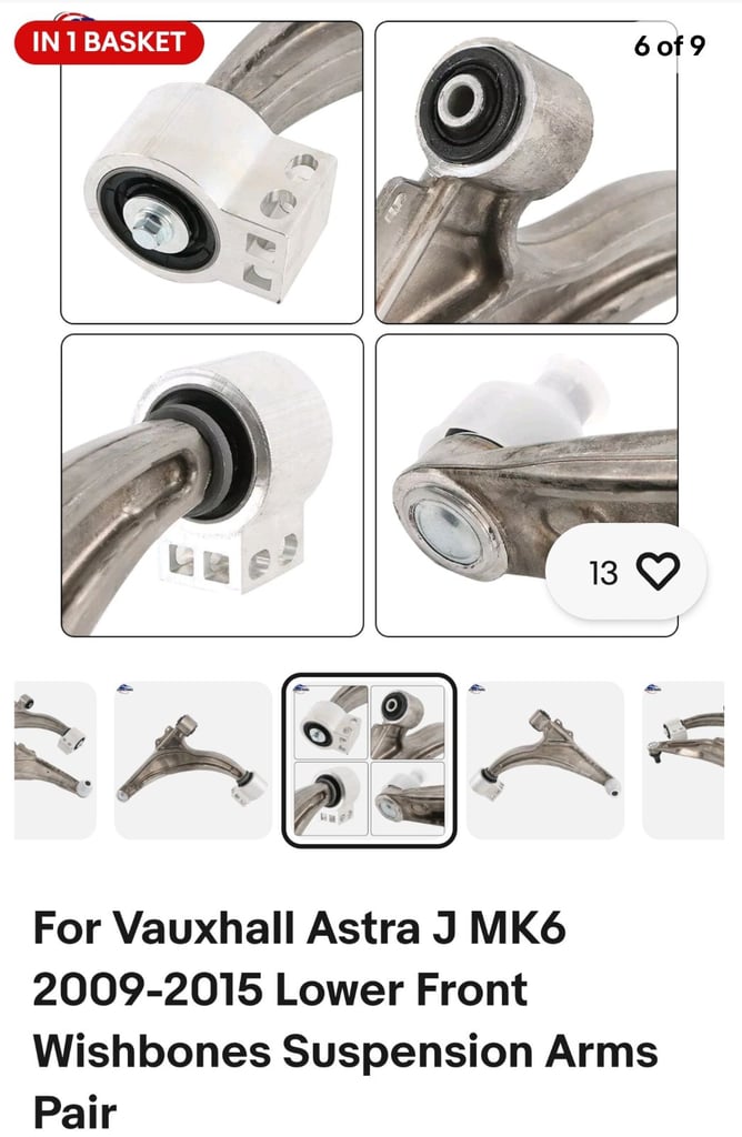 For Vauxhall Astra J MK6 2009-2015 Lower Front Wishbones Suspension Arms Pair