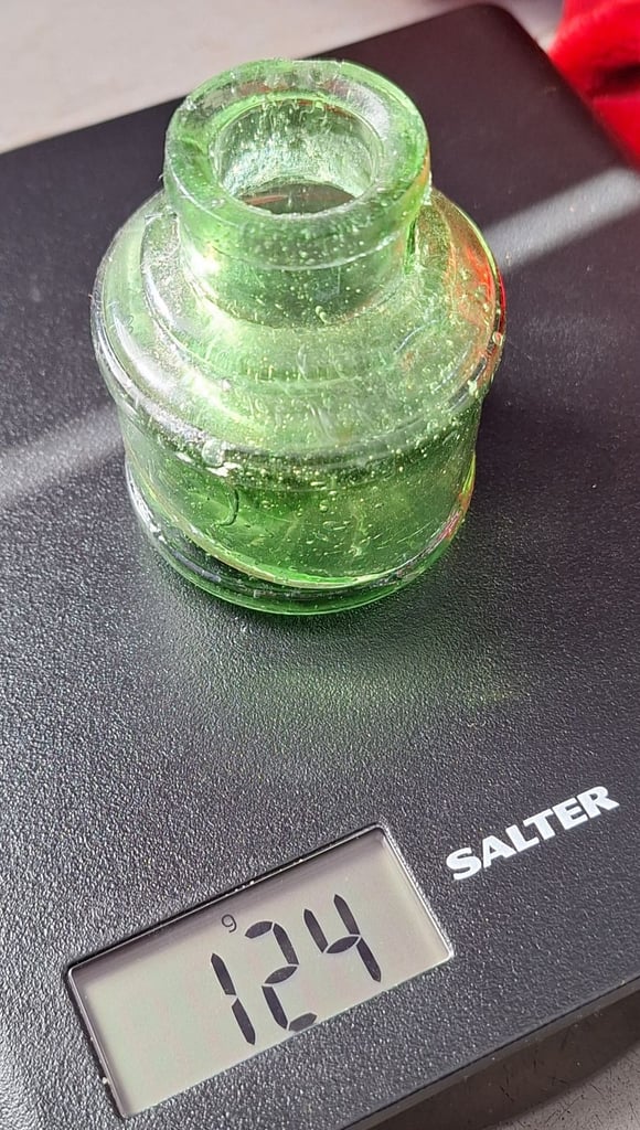 Antique Green Glass Inkwell
