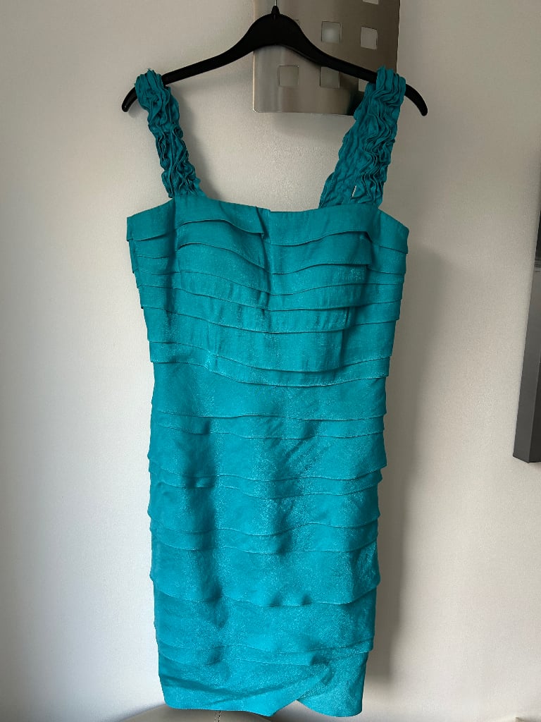 image for Ladies strappy turquoise party dress size 6