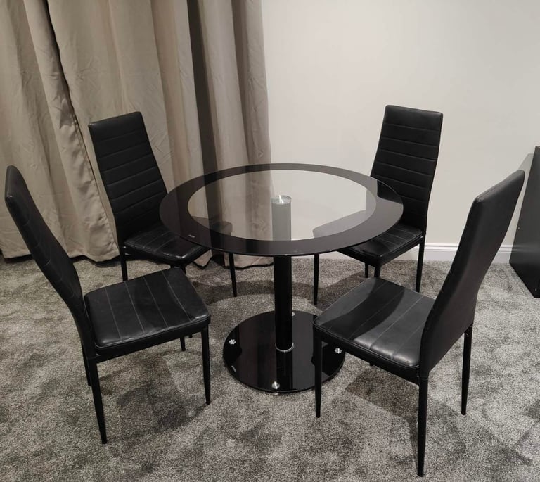 image for Black Glass Table with chairs