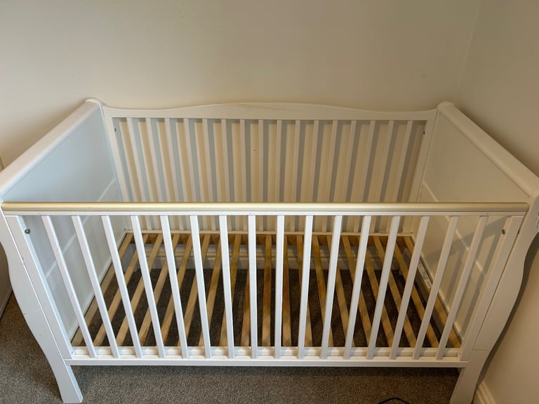 image for Nursery furniture set 5 piece white solid wood pine bedroom set