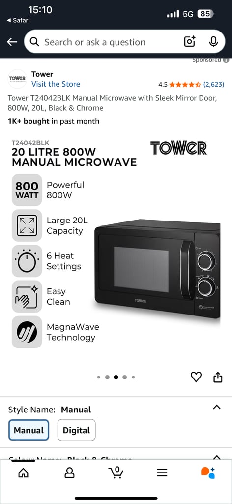 20 Litre 800w Manual Microwave