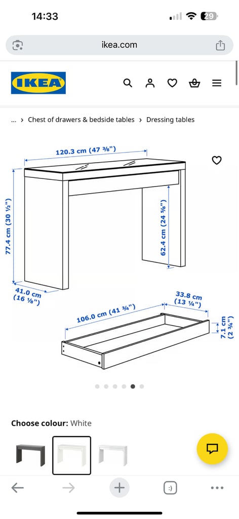 IKEA malm dressing table 