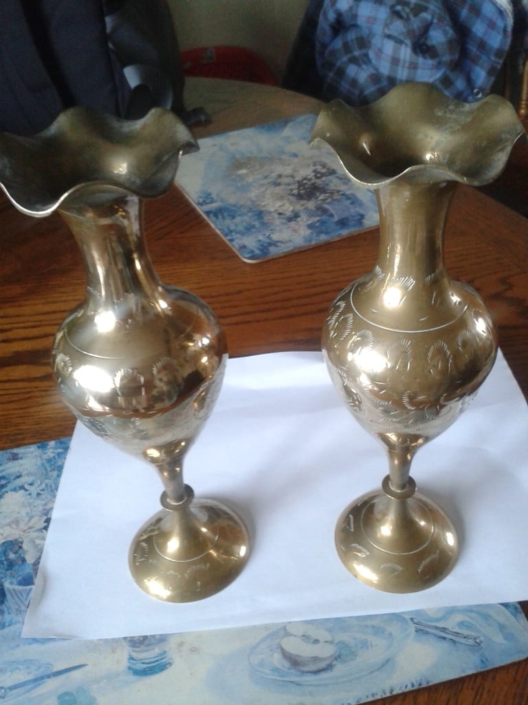 pair of brass vases