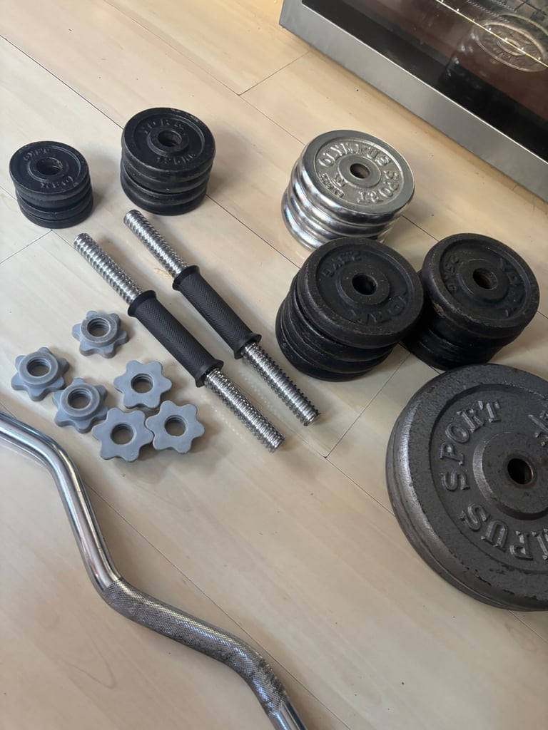 Home Gym Bundle – Bench, Weights, Dumbbells & EZ Curl Bar
