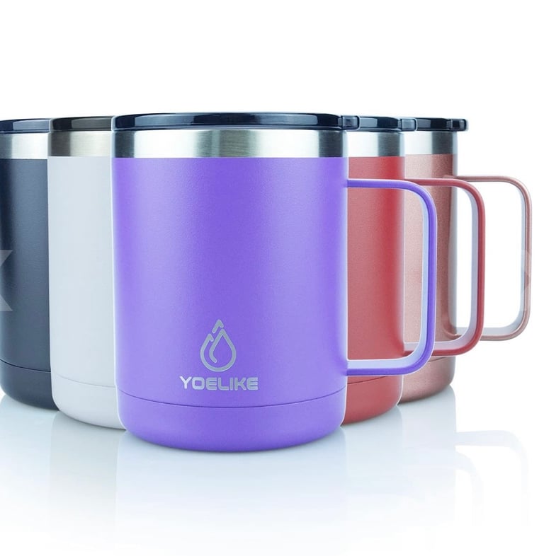 image for Insulated Coffee Mug 410ml Double Wall Stainless Steel Hot, Cold Drinks -Purple