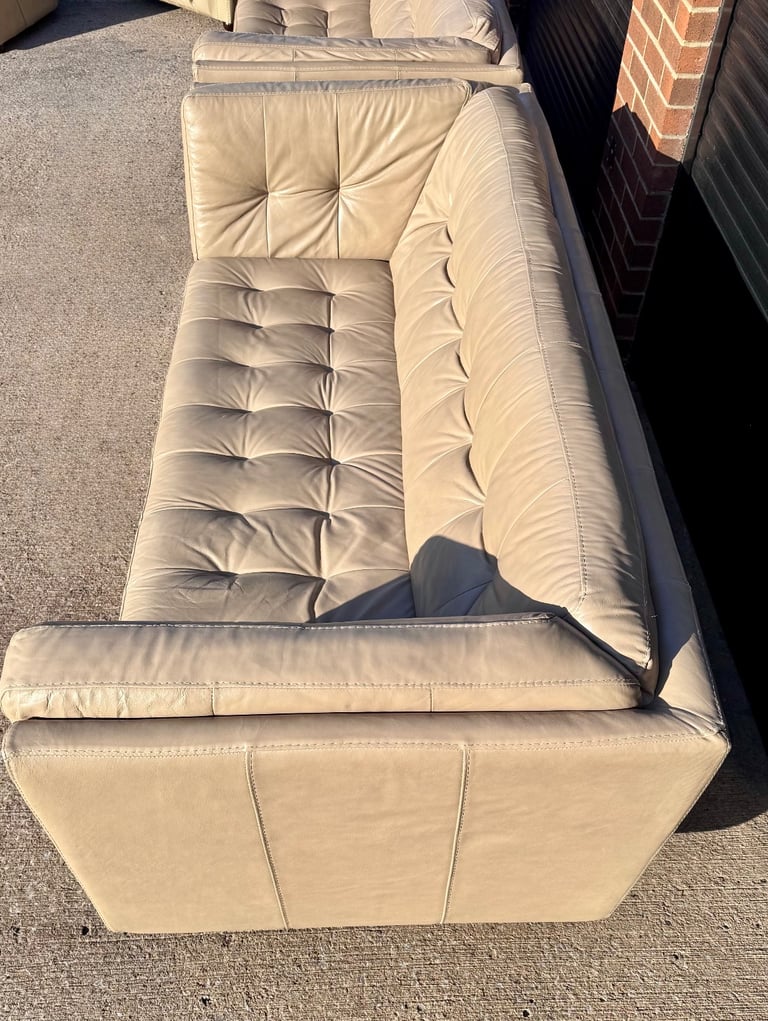 Stylish Beige Leather Sofas