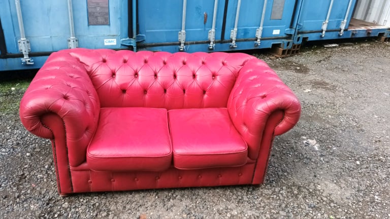 Red 2 seater Chesterfield sofa | in Exeter, Devon | Gumtree