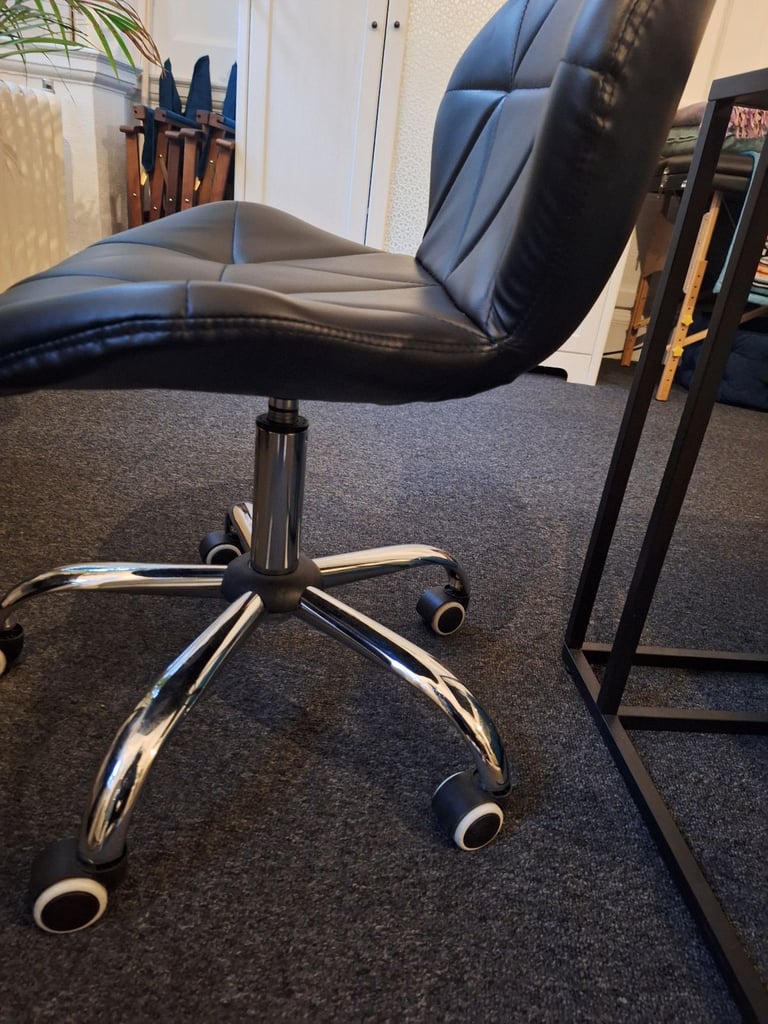 Habitat black faux leather spinning desk chair 