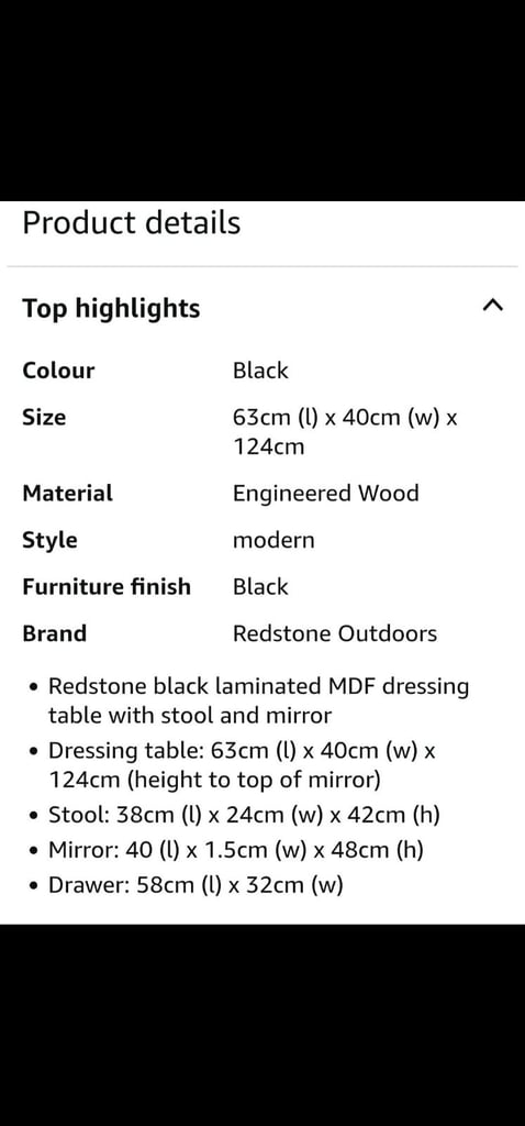 Dressing table with mirror and chair 