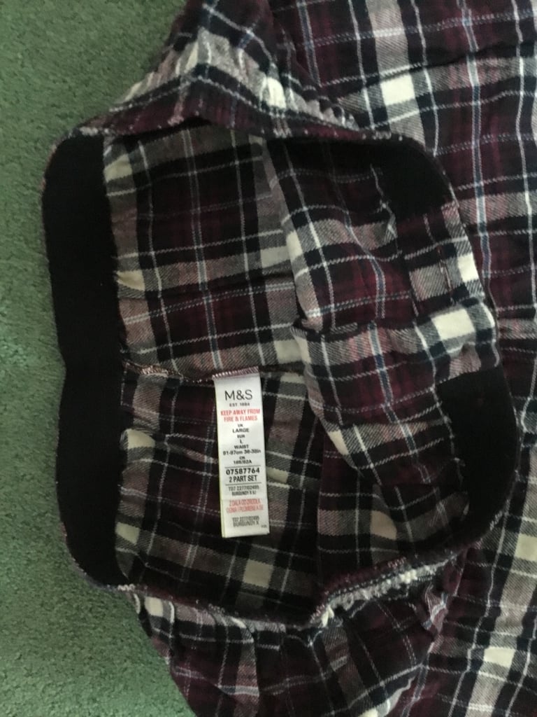 Marks & Spencer Brushed Cotton Burgundy Men’s Pyjama Bottoms Size L