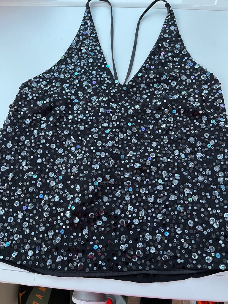image for Black sequinned top size 12