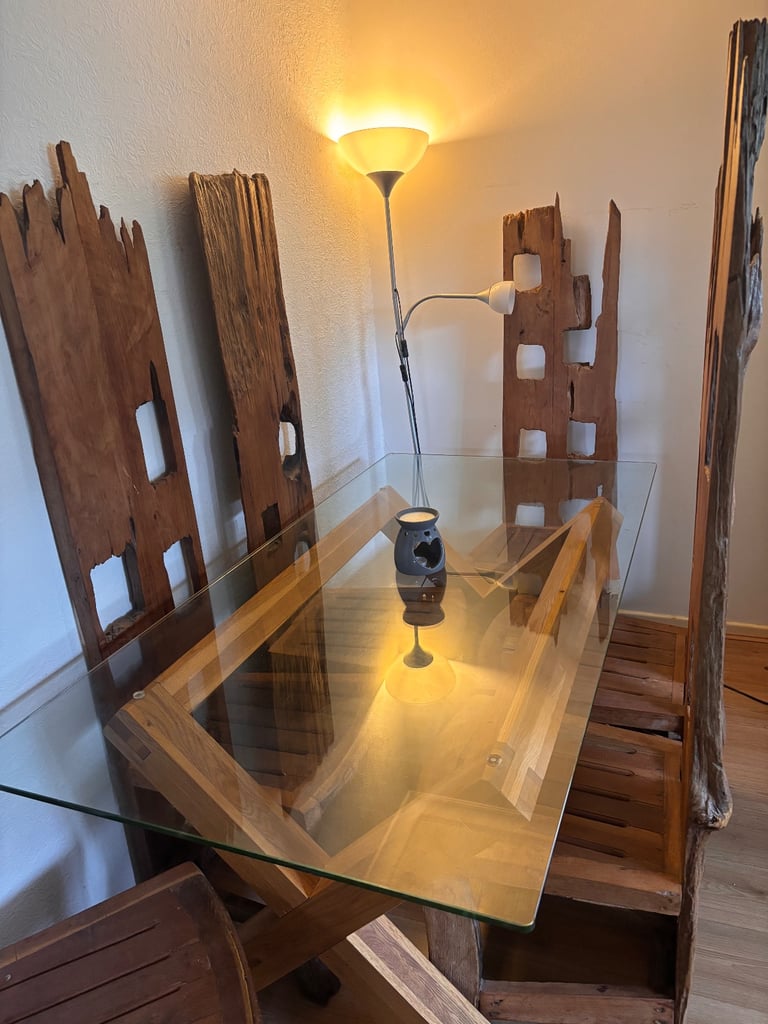 Dining Table & Chairs - Reclaimed Teak Wood Throne Chairs 