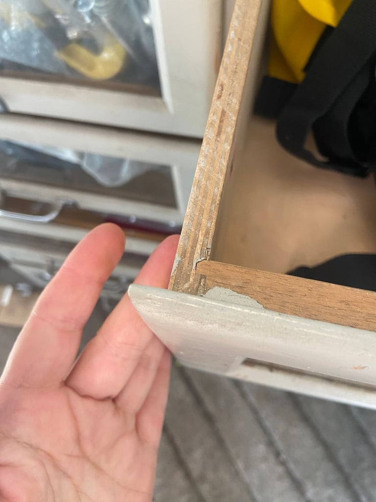 Mid Century Haberdashery glass drawer unit