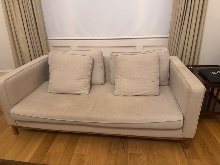 image for Modern Beige 2-Seater Sofa – Good Condition