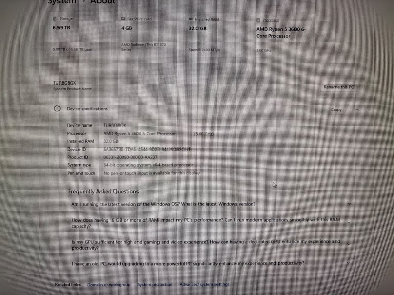 image for Ryzen 5 pc 32gb ram 4gb gpu