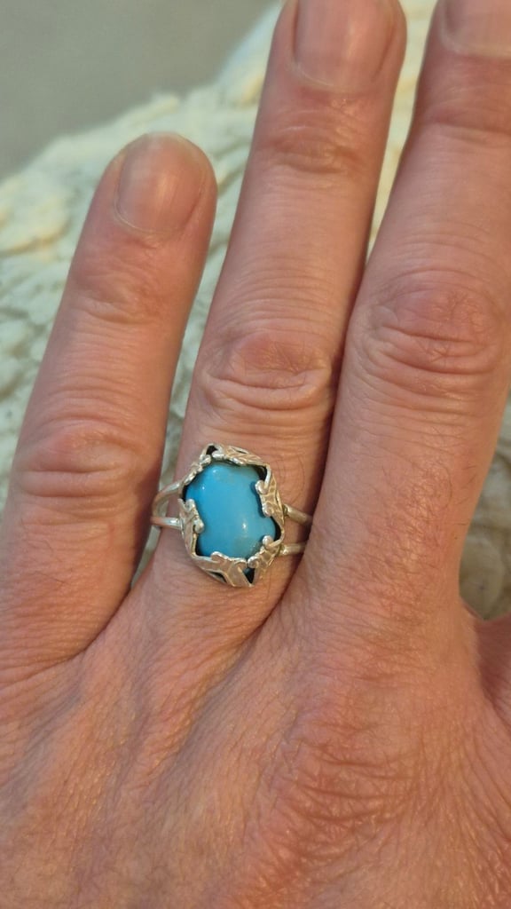Vintage Soviet Union Turquoise Silver ring.