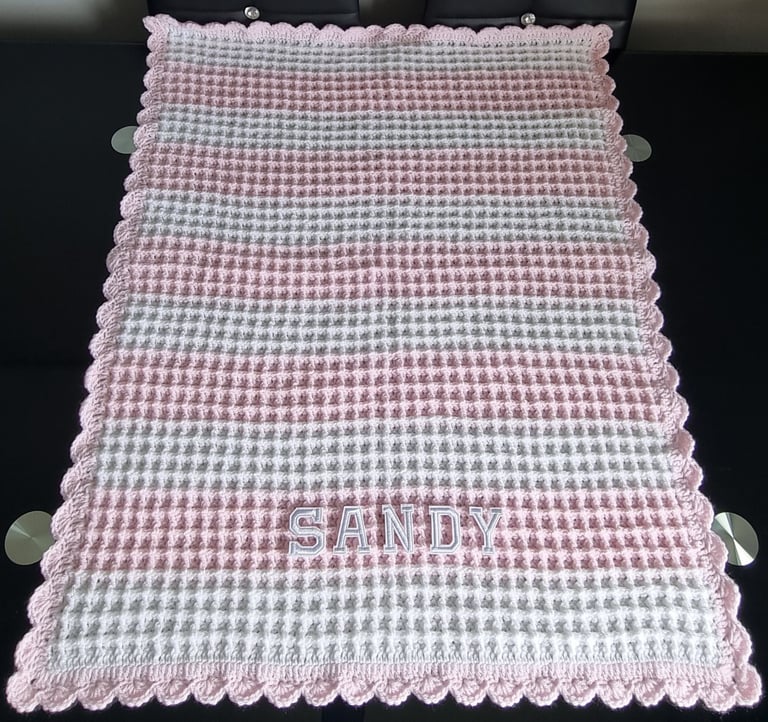 Crochet Baby Blanket, Personalised, Girls and Boys colours available