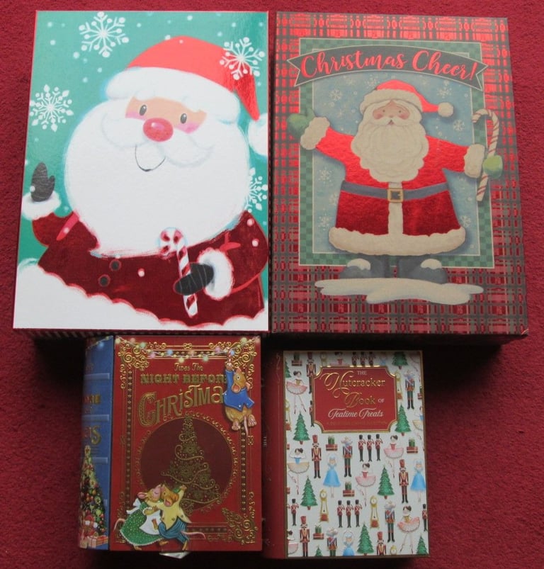 XMAS BAGS, BOXES & TINS, 6 - LARGE  HIGHLY DECORATIVE & PRETTY, VERY GOOD AS NEW CONDITION 