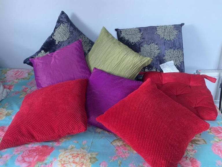 Cushions of different types and colours 