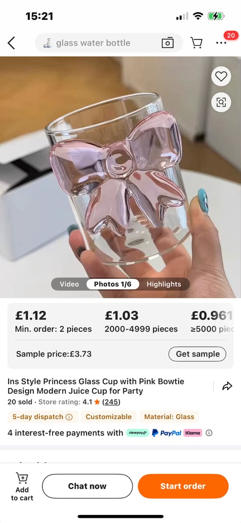 Beautiful Glass Bow tumbler 