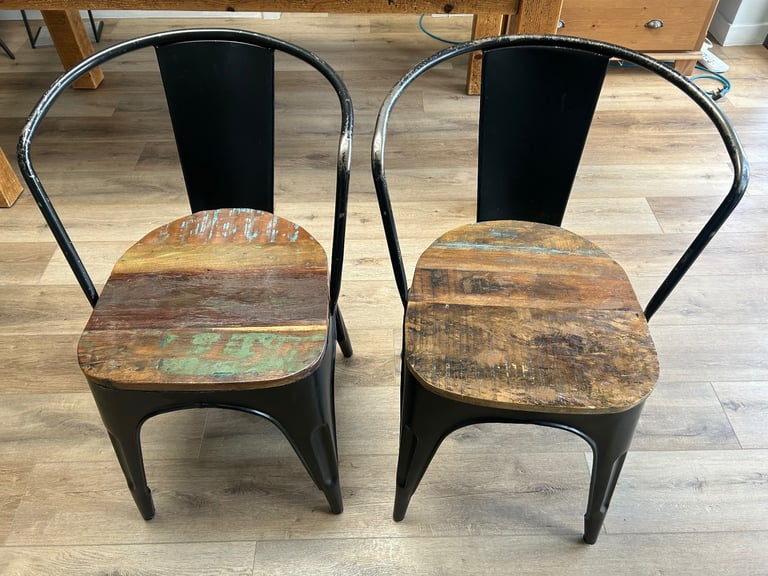 image for Set of 2 ‘distressed’ dining chairs