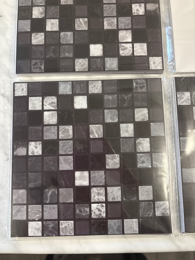 image for Black and White Marble Mosaic Wall Tile STICKERSX92