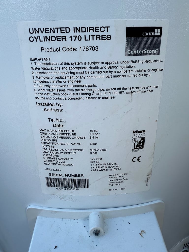 Relief Valve Santon Premier Unvented Hot Water System Manual