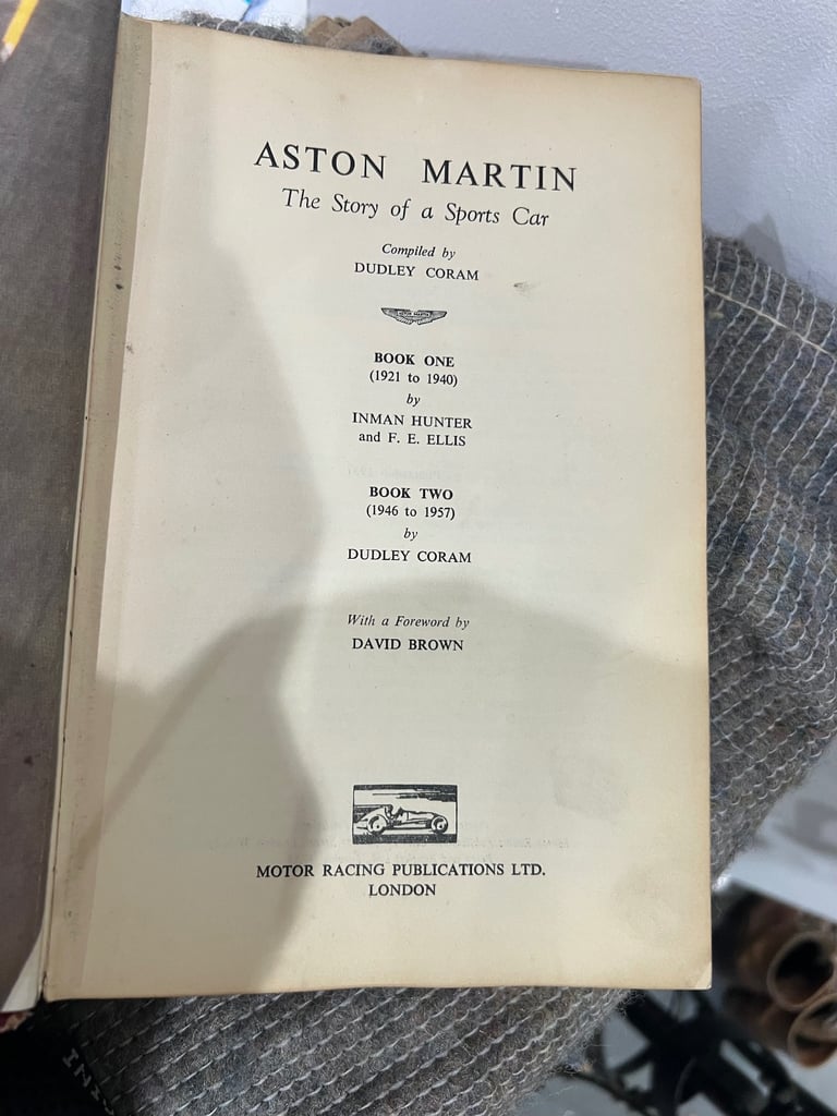 Aston Martin Story of a Sports Car Dudley Coram 1957 FIRST EDITION pub by MRP 