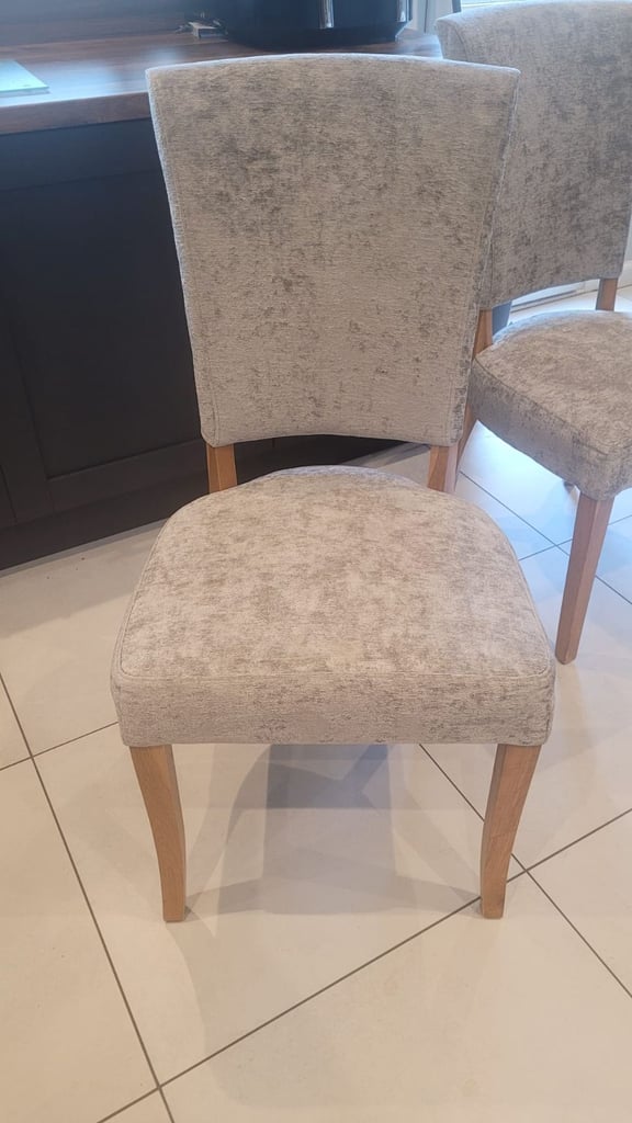 Oak Grey Fabric Dining Chairs