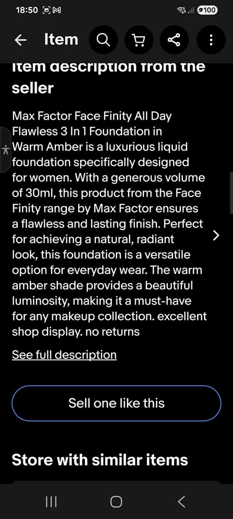 image for Max factor flawless all day.  8.00 