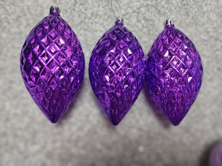 Christmas Tree Decorations Job Lot Purple Baubles & Stars