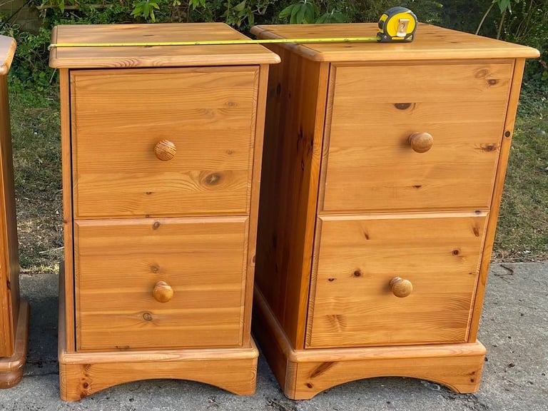 image for 2 Pine Solid Wood Filing Cabinets