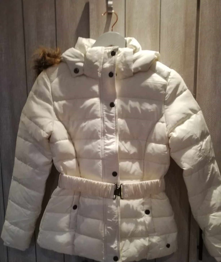 image for Ecru padded jacket with belt and hood 