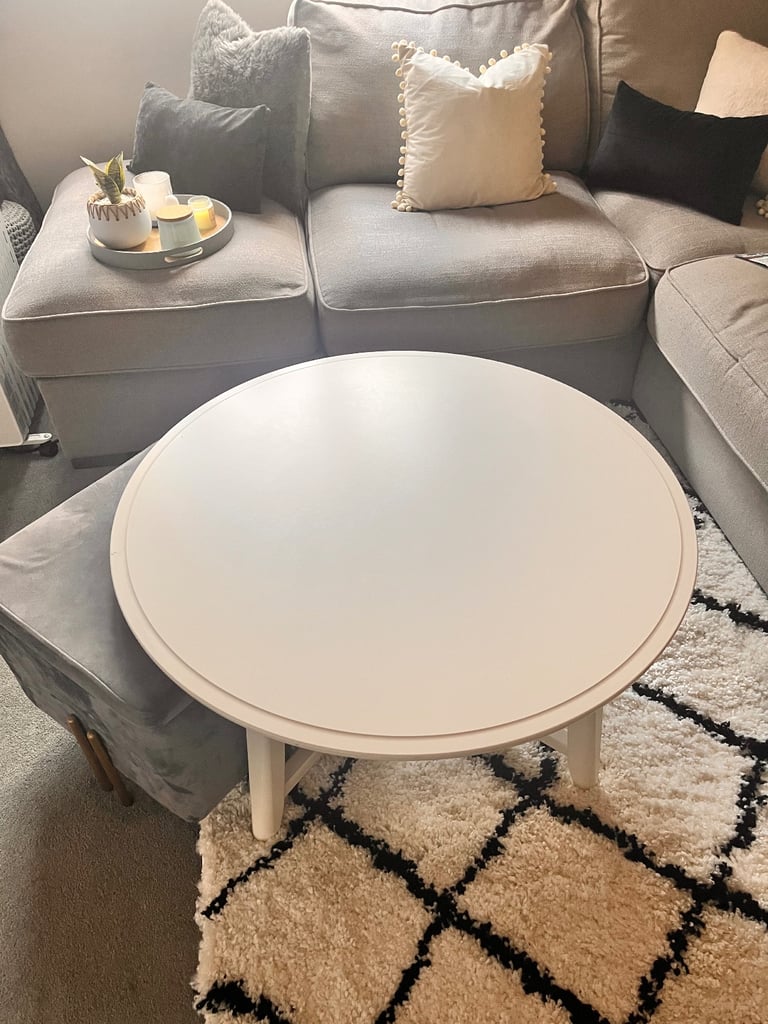 image for IKEA white wooden round coffee table 