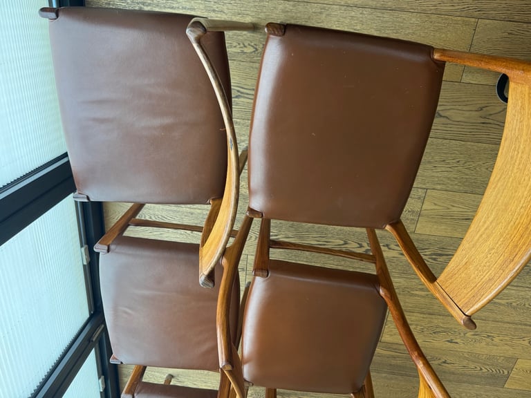 6 Danish rosewood and leather matching dining chairs