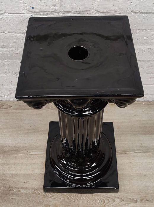 Vintage glazed pottery column jardiniere with bowl