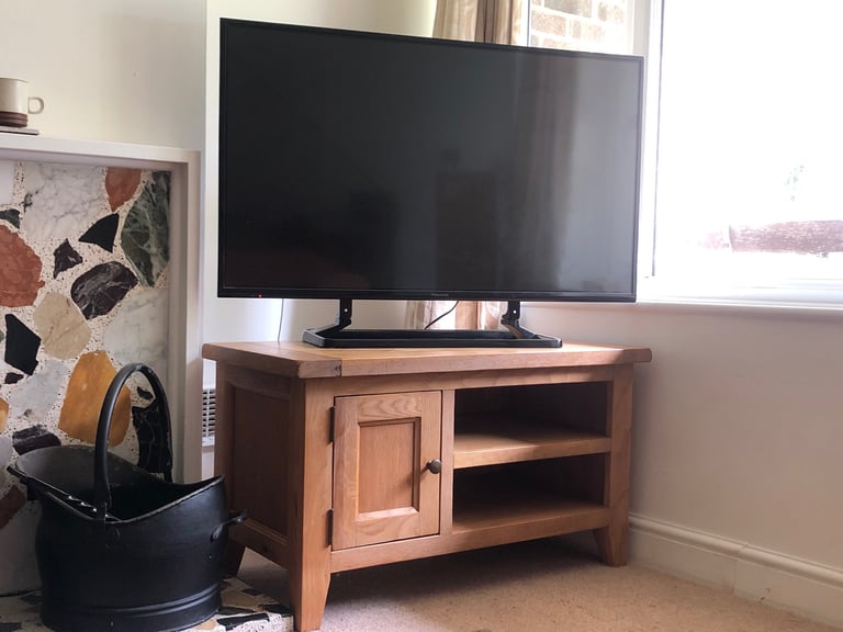 image for Solid oak wood TV stand 