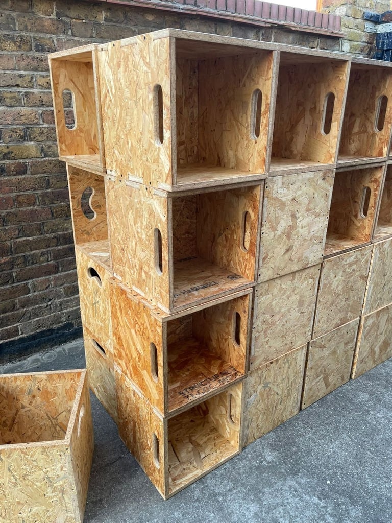 Wooden OSB Storage Cube Box Ior 12" Vinyl LP Records - Used Collect Only Price Per Unit