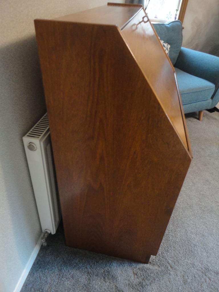 Mid century modern Nathan, retro writing buerau desk,with lock and key