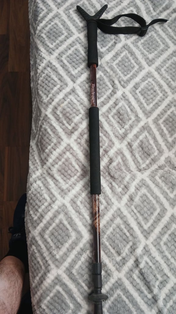 Dear hunter shooting stick