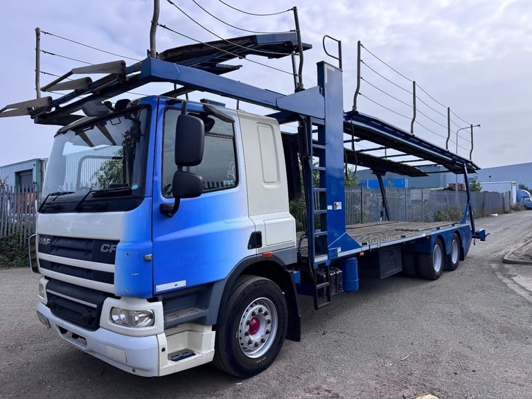 DAF TRUCKS CF75 310 6x2 + Belle 5 Car Transporter Body. Scissor Deck. Manual.