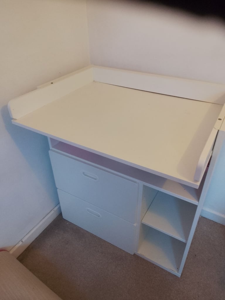 White Baby Changing Table with Drawers 