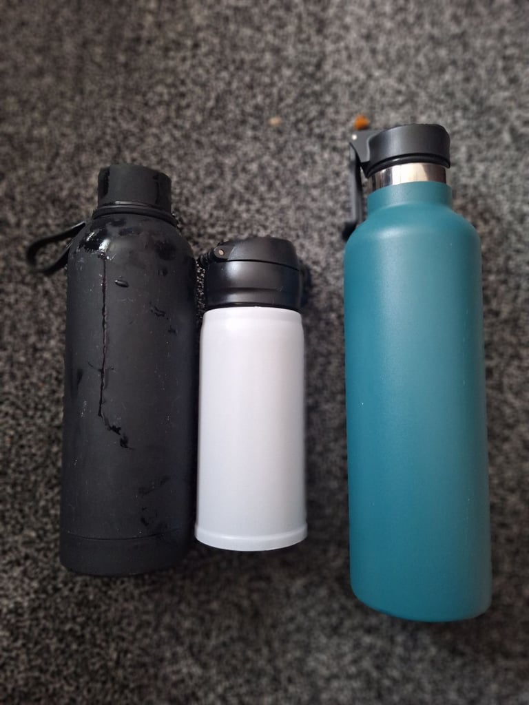 3x drinks bottles with steel inside